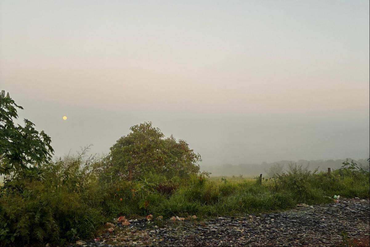 Amanhecer visto a partir da zona oeste de Franca, nesta quinta-feira, 12